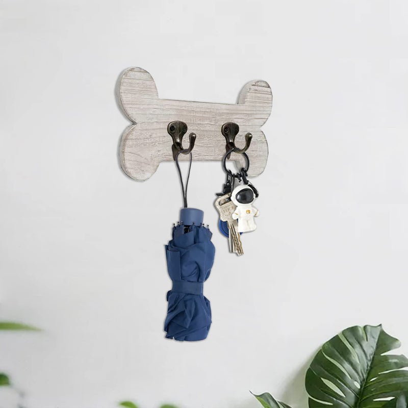 Dwellington Vintage Style Dog Bone Hook Wall Mounted Coat Rack Rustic Wall Hanging Leash Holder - Image 4