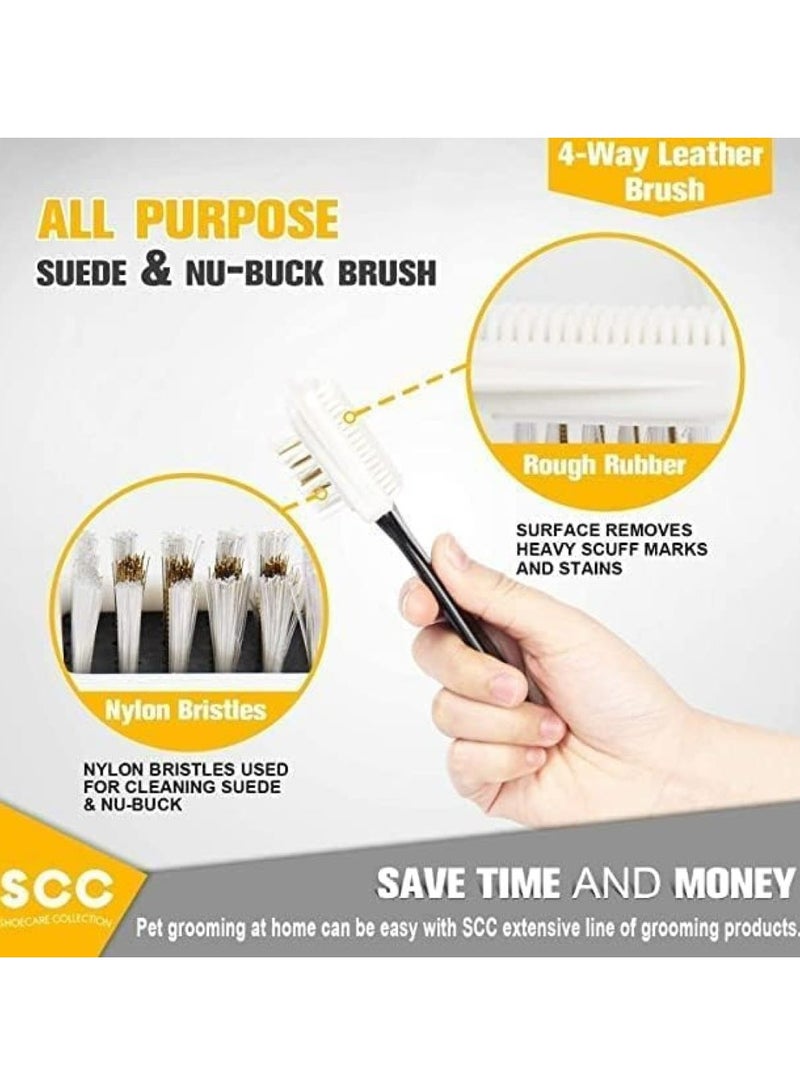Oasisgalore Shoe Brush Cleaner Kit, 4-Way Brush, 2 Erasers for Shoes, Boots, Leather, Furniture - Image 2