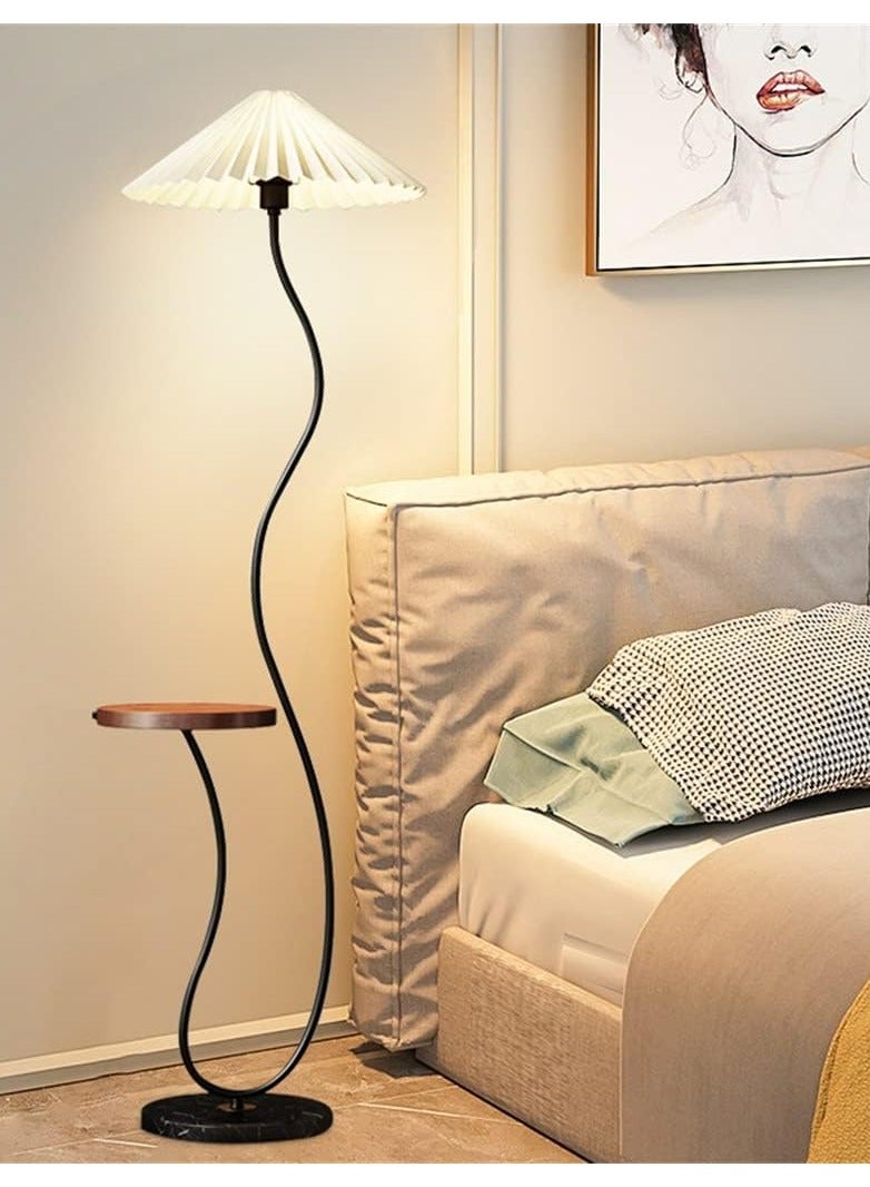 DubaiGallery مصباح أرضي بأجواء نوردية مع طاولة خشبية للتحكم في السطوع، مصابيح أرضية مع طاولة جانبية لغرفة المعيشة وغرفة النوم 26x155 سنتيمتر - Image 1