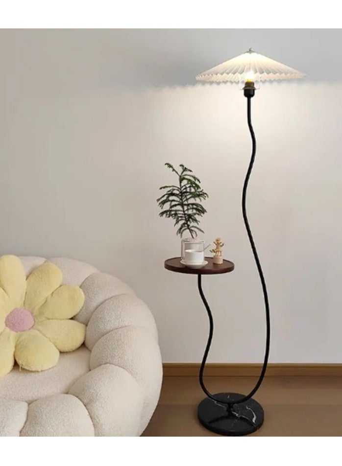 DubaiGallery مصباح أرضي بأجواء نوردية مع طاولة خشبية للتحكم في السطوع، مصابيح أرضية مع طاولة جانبية لغرفة المعيشة وغرفة النوم 26x155 سنتيمتر - Image 2