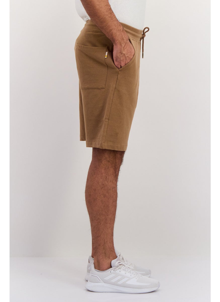 Gazzarrini Men Drawstring Graphic Print Basic Shorts, Brown  - Image 4