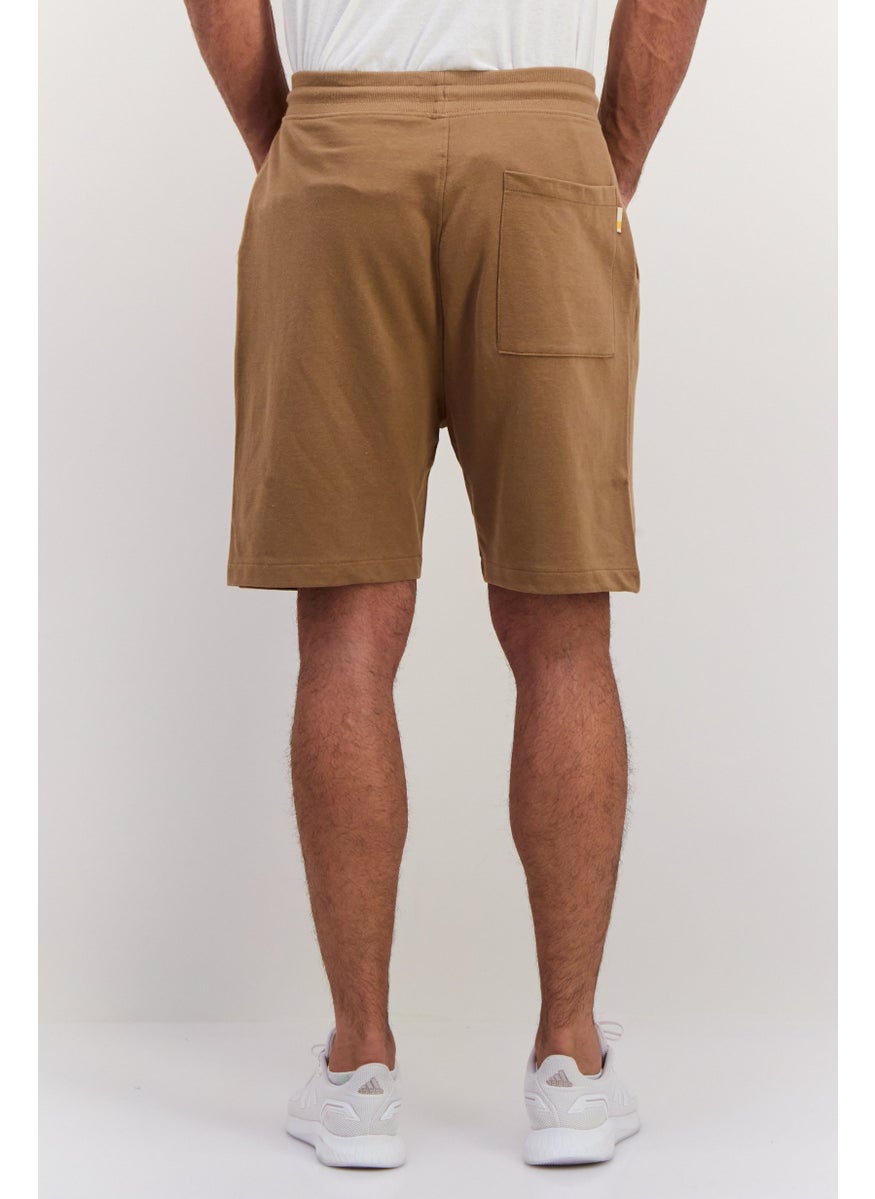 Gazzarrini Men Drawstring Graphic Print Basic Shorts, Brown  - Image 3