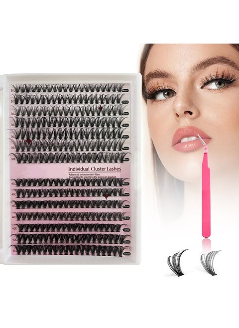 Lash Extension Kit DIY 280pcs Lash Clusters Eyelash Extension Kit, 9-16mm 30D 40D Individual Lashes Kit with Lash Tweezers