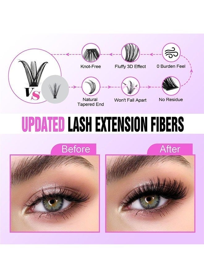 Lash Extension Kit DIY 280pcs Lash Clusters Eyelash Extension Kit, 9-16mm 30D 40D Individual Lashes Kit with Lash Tweezers - Image 2