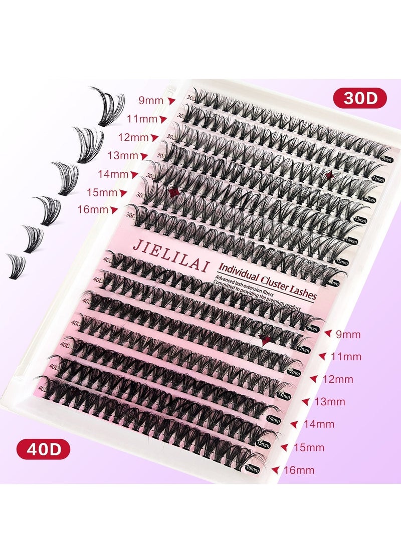 Lash Extension Kit DIY 280pcs Lash Clusters Eyelash Extension Kit, 9-16mm 30D 40D Individual Lashes Kit with Lash Tweezers - Image 4