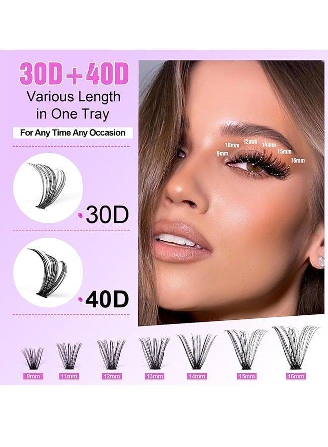 Lash Extension Kit DIY 280pcs Lash Clusters Eyelash Extension Kit, 9-16mm 30D 40D Individual Lashes Kit with Lash Tweezers - Image 3