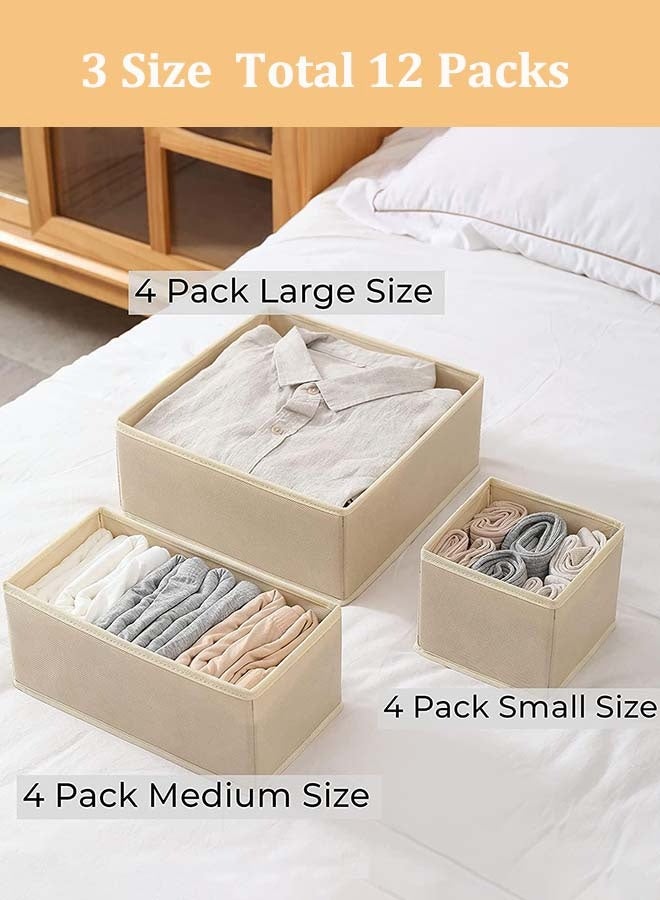 YIM-VIBEHAUS Drawer Organizer, 12 Pack Wardrobe Organiser Clothes Organizer Closet Organizer and Organizer Storage for Clothing, Baby Clothes, Underwear, Socks (Beige) - Image 2