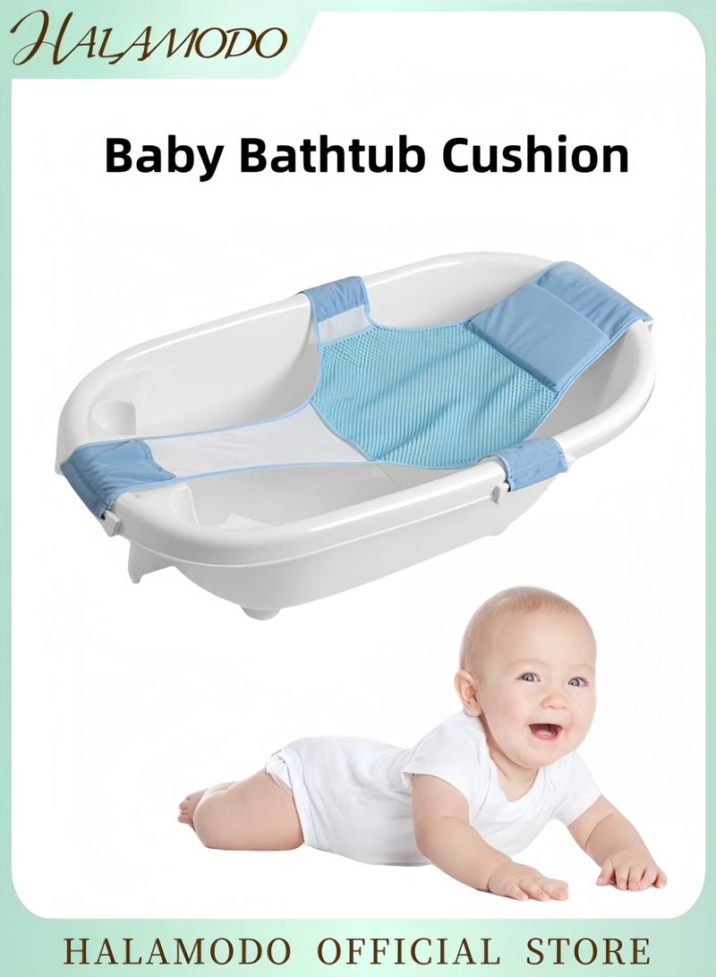 هالامودو وسادة حوض استحمام مزدوجة الطبقات، حامل مقعد استحمام ناعم، حصيرة استحمام محمولة غير قابلة للانزلاق، سجادة استحمام على شكل صليب، شبكة استحمام قابلة للتعديل للرضع والأطفال الصغار - Image 1