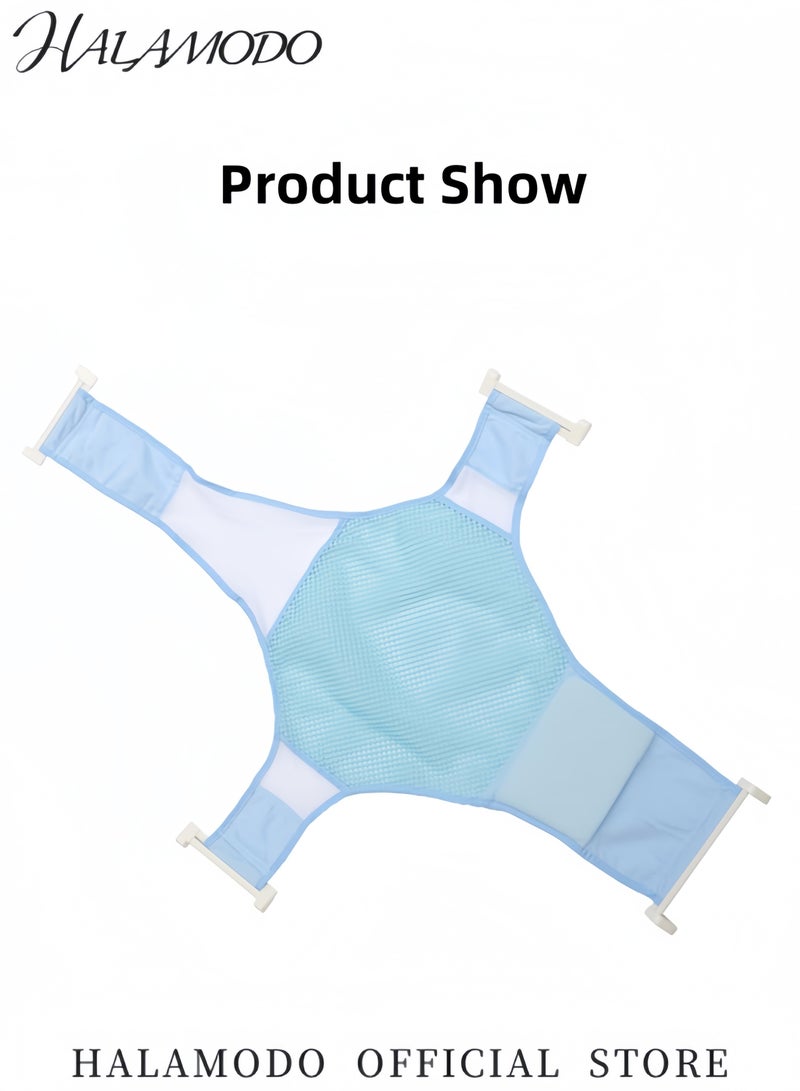 هالامودو وسادة حوض استحمام مزدوجة الطبقات، حامل مقعد استحمام ناعم، حصيرة استحمام محمولة غير قابلة للانزلاق، سجادة استحمام على شكل صليب، شبكة استحمام قابلة للتعديل للرضع والأطفال الصغار - Image 3