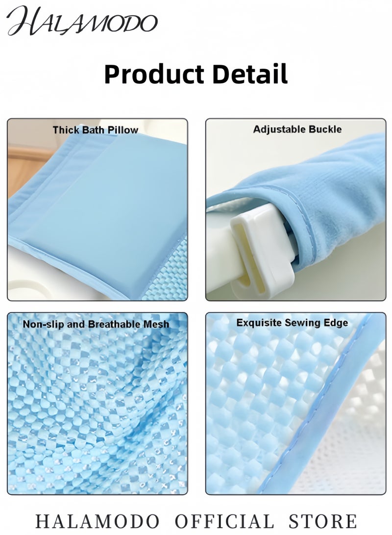 هالامودو وسادة حوض استحمام مزدوجة الطبقات، حامل مقعد استحمام ناعم، حصيرة استحمام محمولة غير قابلة للانزلاق، سجادة استحمام على شكل صليب، شبكة استحمام قابلة للتعديل للرضع والأطفال الصغار - Image 4