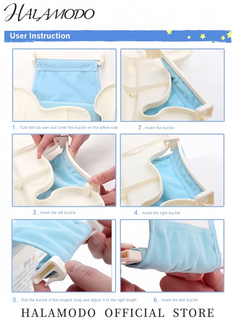 هالامودو وسادة حوض استحمام مزدوجة الطبقات، حامل مقعد استحمام ناعم، حصيرة استحمام محمولة غير قابلة للانزلاق، سجادة استحمام على شكل صليب، شبكة استحمام قابلة للتعديل للرضع والأطفال الصغار - Image 5