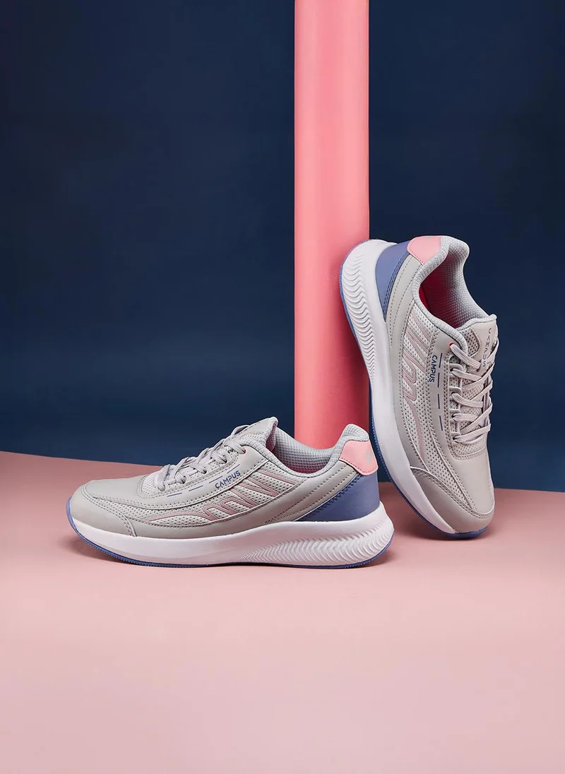 Campus Women Flair Memory Foam Lace-Up Running Shoes-Light Grey