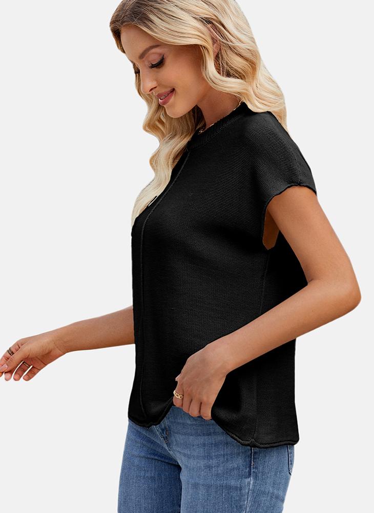 يونيكي بلوزة سادة بياقة مستديرة - Image 4