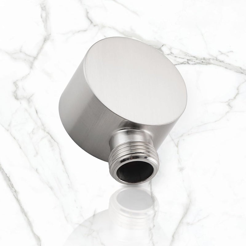 UCLIMAA Wall Supply Elbow for Handshower, Brass Round Wall Mount Shower Hose Connectorm1/2"for Handheld Hand Shower-Brushed Nickel - Image 2