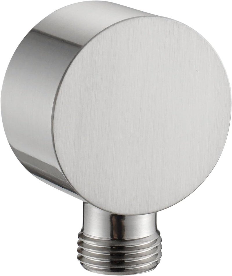 UCLIMAA Wall Supply Elbow for Handshower, Brass Round Wall Mount Shower Hose Connectorm1/2"for Handheld Hand Shower-Brushed Nickel - Image 1