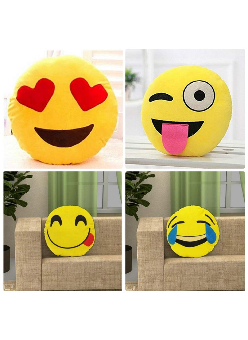 Supreme Home Collective Supreme Home Collective Plush Smiley Emoji Pillow Soft Round Loving heartCrazyFoodieLaugh cry Decorative Cushion 12x12 inches30x30cm Pack of 4 