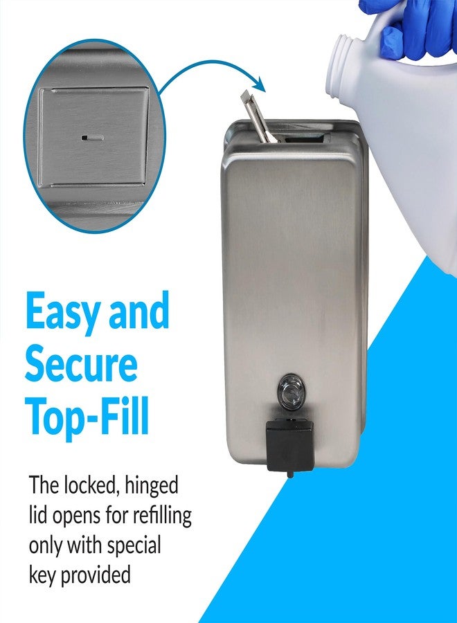 Bobrick Surface-Mounted Soap Dispenser, Vertical Tank Satin-Finish Stainless Steel (40-fl oz Capacity) - Image 2