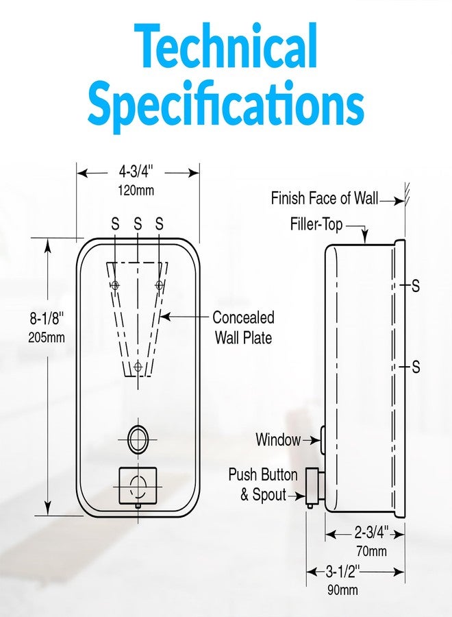 Bobrick Surface-Mounted Soap Dispenser, Vertical Tank Satin-Finish Stainless Steel (40-fl oz Capacity) - Image 3