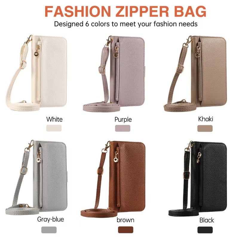 Leather Case Texture for Samsung Galaxy A15 with Lanyard and Card Holder and Kickstand and Mirror in White - Image 3