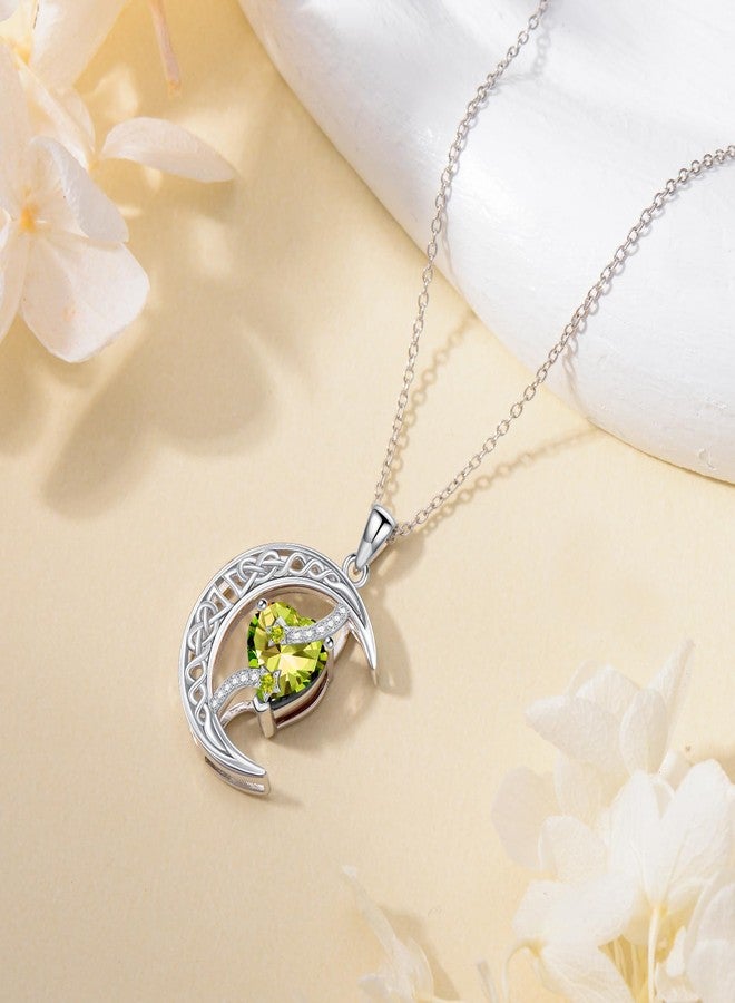TOUPOP Peridot August Birthstone Necklace Sterling Silver Moon and Star Pendant Necklace Celtic Moon Peridot Jewelry Birthday Mothers Day Gifts for Women Mom Her - Image 5