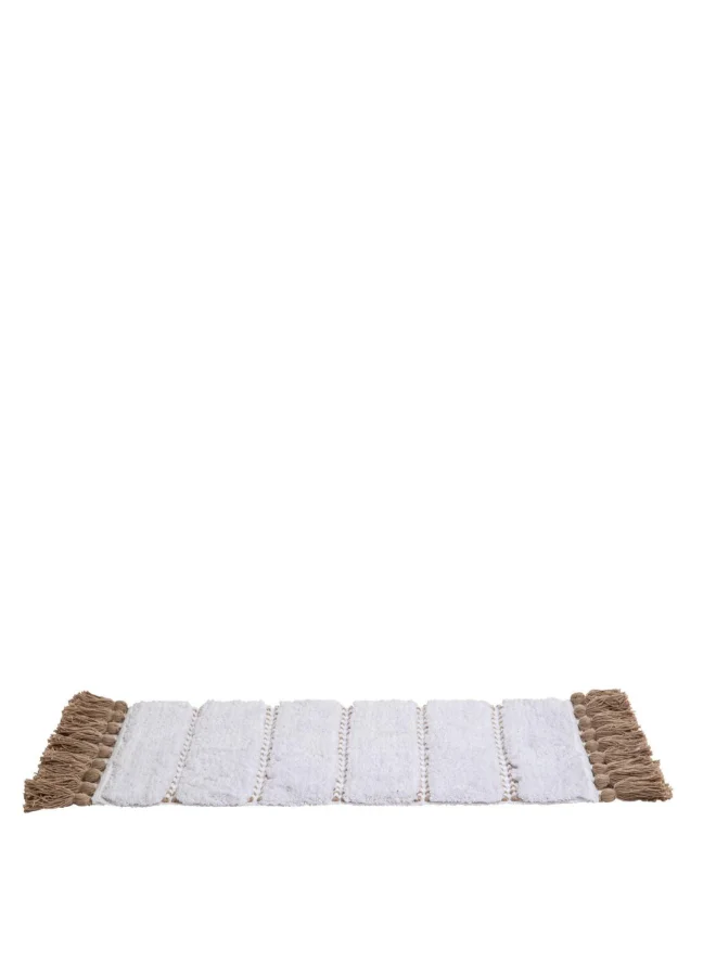 Five Simply Smart Pompom Detail Cotton Bathmat Taupe and White 50 x 75 cm 174631A
