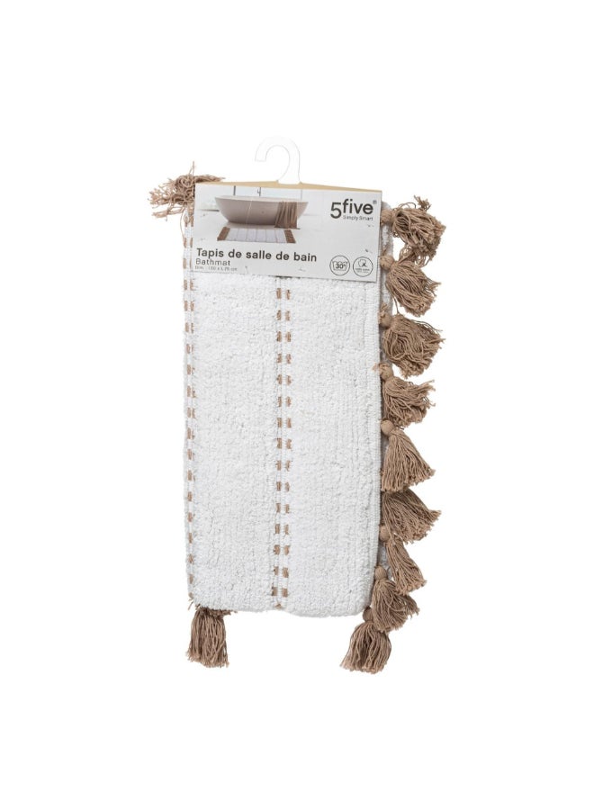 حامل ماكينة تحضير دعاسة حمام قطنية بتفاصيل بوم بوم رمادي تويب وأبيض 50x 75سم 174631A - Image 4