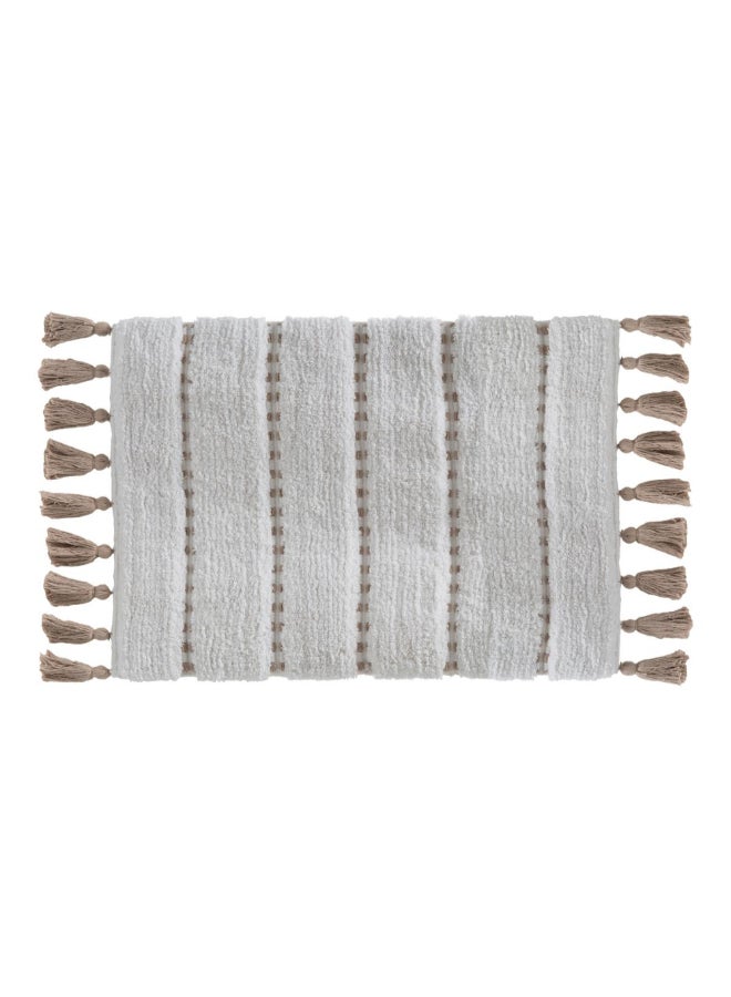 حامل ماكينة تحضير دعاسة حمام قطنية بتفاصيل بوم بوم رمادي تويب وأبيض 50x 75سم 174631A - Image 1