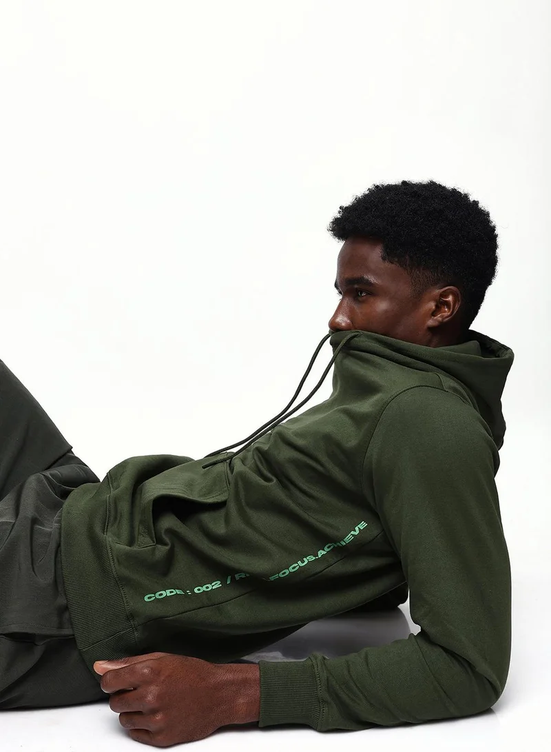 Men's Rifle Green Cotton Blend Relaxed Sweatshirt