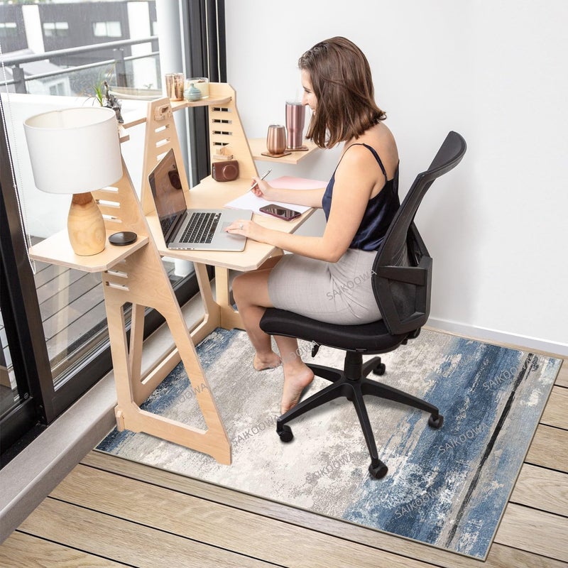 SAIKOOWA Chair Mat for Hardwood Floor,48"*36" Under Desk Mat for Rolling Computer Chair &Low Pile Carpet Floor,Anti-Slip Floor Protector for Home Office Abstract Style - Image 2