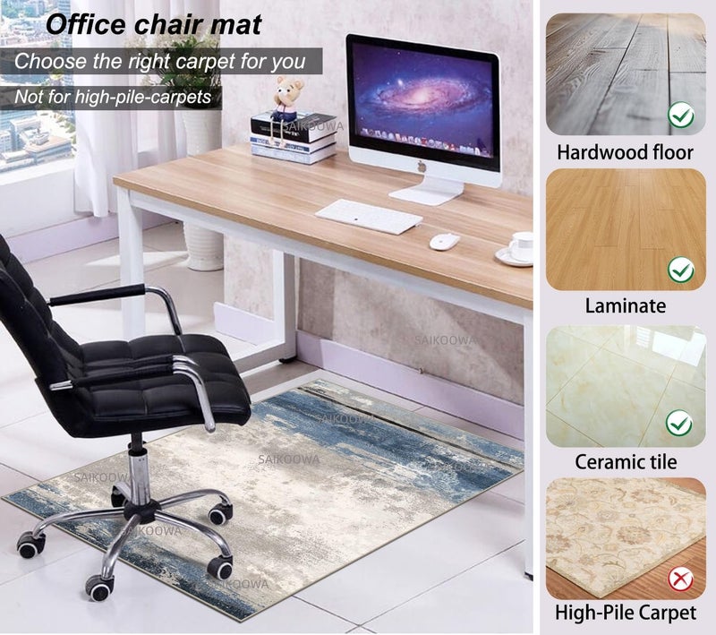 SAIKOOWA Chair Mat for Hardwood Floor,48"*36" Under Desk Mat for Rolling Computer Chair &Low Pile Carpet Floor,Anti-Slip Floor Protector for Home Office Abstract Style - Image 3