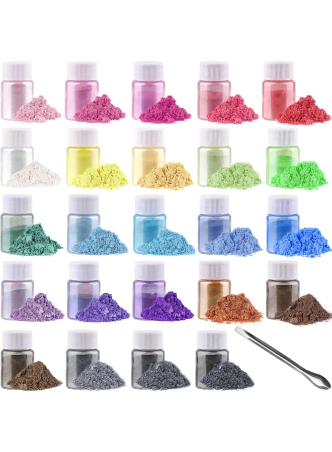 24 Colors Fine Glitter(10g/Pot) Mica Powder Pigments, Extra Fine Face Glitter Hair Glitter, Face Body Hair Eye Lip Gloss Makeup Glitter, with 1 Double Head Brushes Beauty Set - Image 1