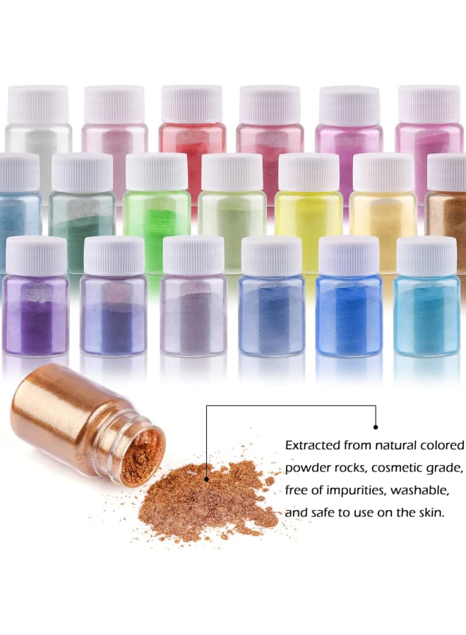 24 Colors Fine Glitter(10g/Pot) Mica Powder Pigments, Extra Fine Face Glitter Hair Glitter, Face Body Hair Eye Lip Gloss Makeup Glitter, with 1 Double Head Brushes Beauty Set - Image 3
