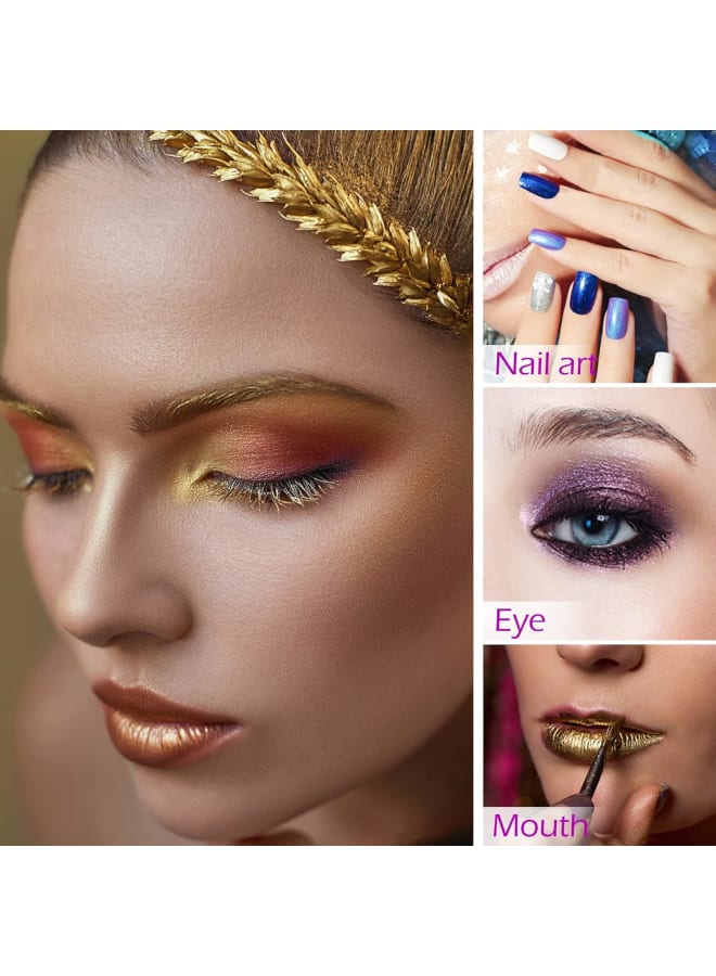 24 Colors Fine Glitter(10g/Pot) Mica Powder Pigments, Extra Fine Face Glitter Hair Glitter, Face Body Hair Eye Lip Gloss Makeup Glitter, with 1 Double Head Brushes Beauty Set - Image 5