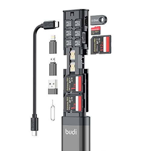 BUDI Multifunctional 9 in1 SD Card Reader Cable and USB 30 TFSD TypeC with OTG Adapter for iPhone Android and Computer Memory Stick Plug and Play Upgrade Version - Image 1