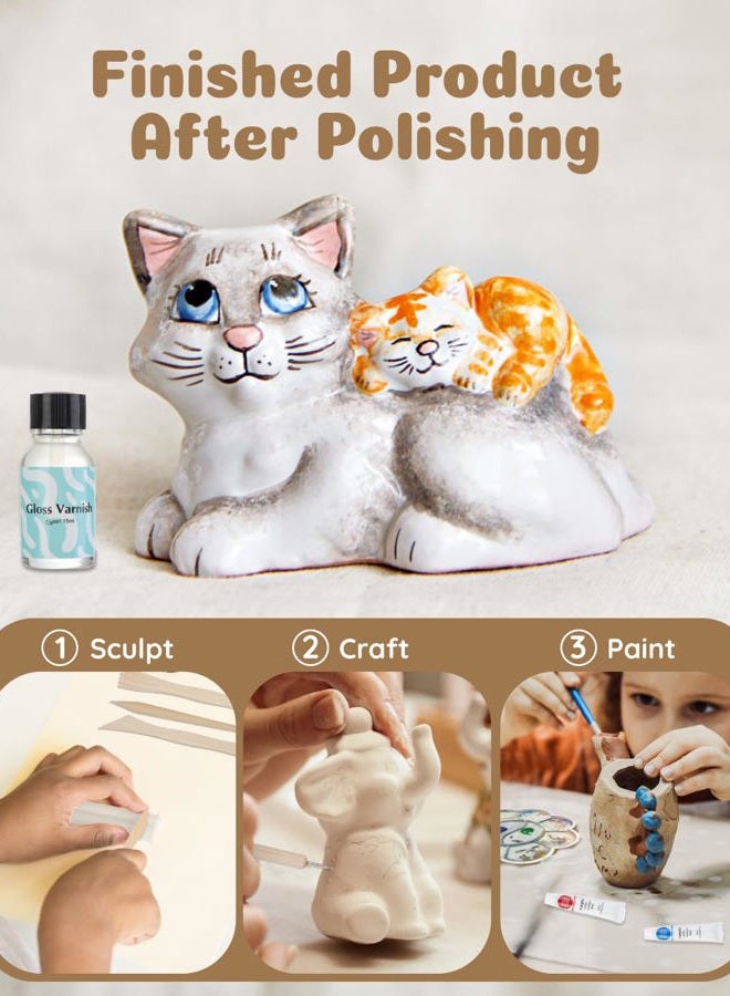 Anpro Air Dry Clay for Adults, Air-Dry Clay Starter Kit for Beginners Clay Kit, Includes Air-Dry Clay, 19 Clay Tools Kit, 12 Paints, 26 Letter DIY Clay Cutters, Varnish, Guide, Colored Rocks - Image 4