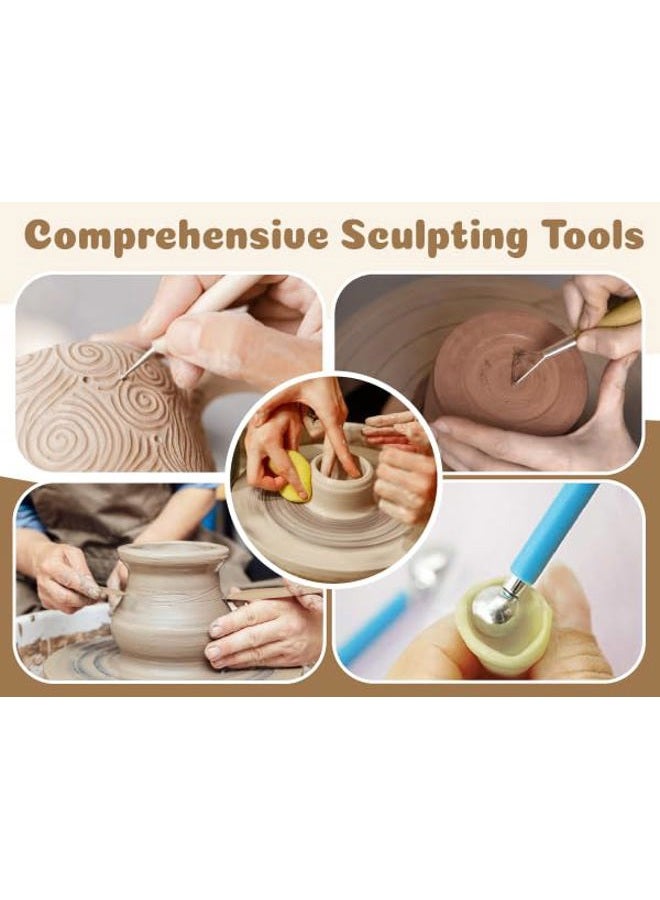 Anpro Air Dry Clay for Adults, Air-Dry Clay Starter Kit for Beginners Clay Kit, Includes Air-Dry Clay, 19 Clay Tools Kit, 12 Paints, 26 Letter DIY Clay Cutters, Varnish, Guide, Colored Rocks - Image 5