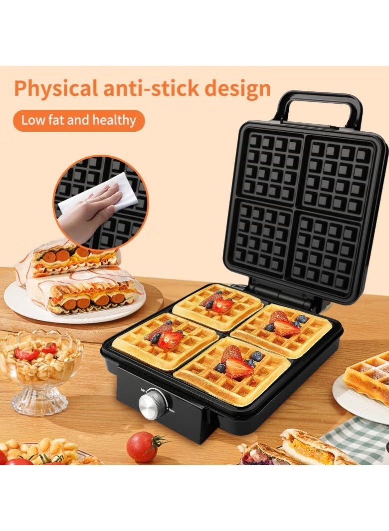 sokany Electric Waffle Maker, 1500w 4 Slice Non-stick Teflon Plates, Adjustable Temperature Control, Sk-08031 - Image 4
