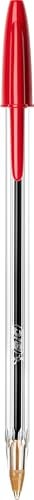 BIC Cristal Original Ballpoint Pens, Medium Point (1.0 mm), Red, Box of 50 - Smudge-Free, Every-Day Writing Pens with Clear Barrel, 8373619 - Image 2
