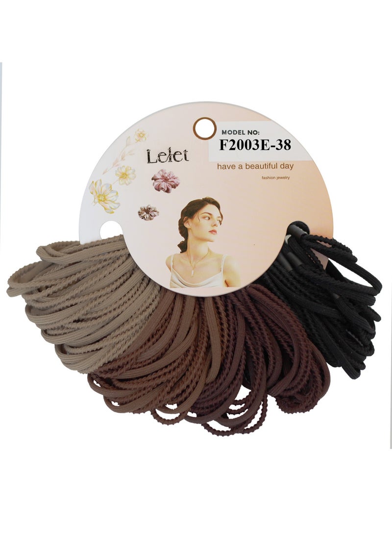 Lelet 40 Pcs Ponytail Holders – 3-Rope Elastic Hair Ties for Women & Girls | Soft, No-Pull Hair Bands | 4 Natural Colors | Durable, Strong Grip Hair Accessories | 2.36 Inch | For All Hairstyles - Image 1