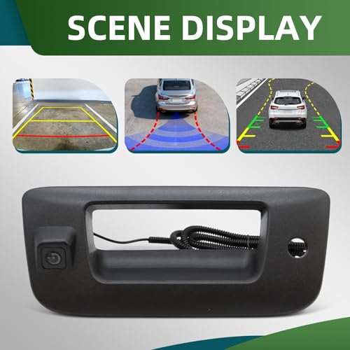 Yunnergo Rear View Backup Camera w/Tailgate Handle Compatible with 2007-2013 Silverado/Sierra 1500 2500HD 3500HD w/Keyhole, Backup Camera Kit, 170° Wide-Angle Lens, Black Outer Shell - Image 2