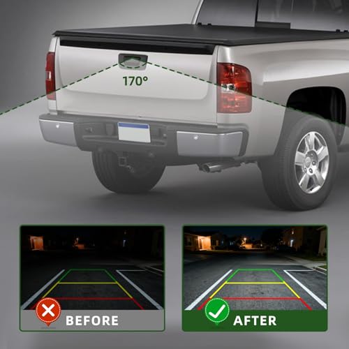 Yunnergo Rear View Backup Camera w/Tailgate Handle Compatible with 2007-2013 Silverado/Sierra 1500 2500HD 3500HD w/Keyhole, Backup Camera Kit, 170° Wide-Angle Lens, Black Outer Shell - Image 4