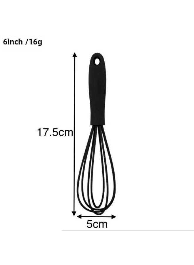 6 Inch Mini Children's Special Egg Beater Cream Egg Mixer Food Grade Silicone Baking Tools In Stock-Color:Black  - Image 1
