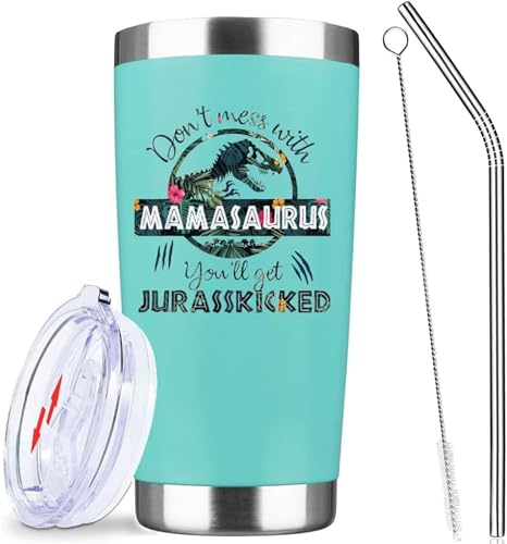 ATHAND Mamasaurus CupTumblerMama Water BottleGift for Mom From Daughter Son Husband 20 OZ Insulated Tumbler Cups with Lid Straw  Mom Birthday GiftsGifts for Best Mother Ever From Daughter Son