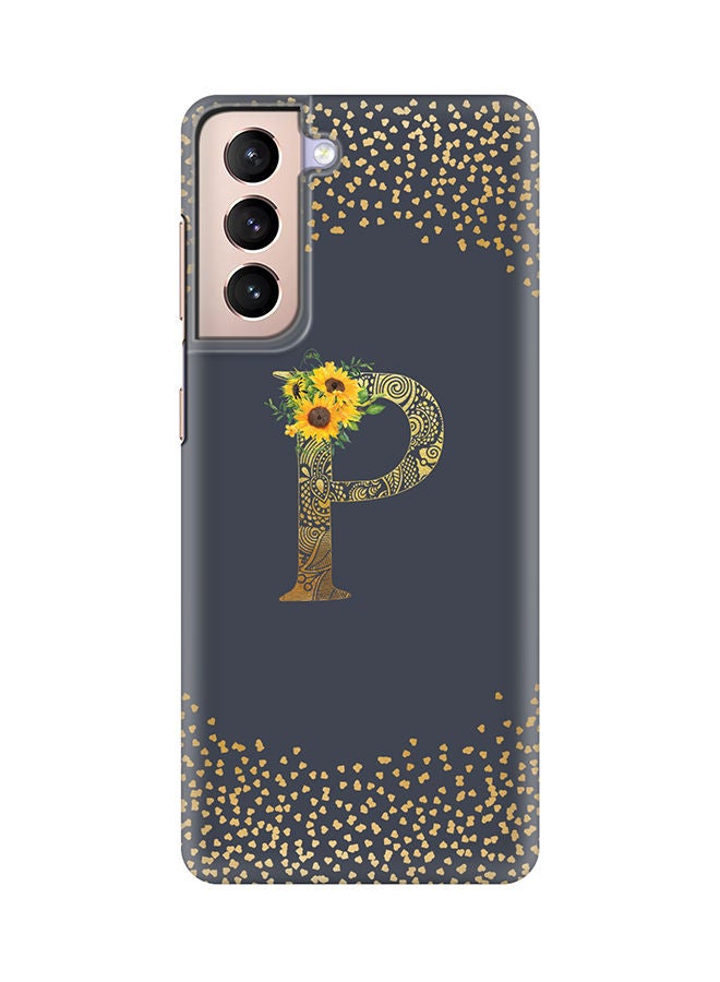 Stylizedd Monogram Slim Cover for Samsung Galaxy S21 Plus 5G Case Custom Initials Letter Floral Pattern Snap Series Mobile Cover Matte Alphabet  - P (Grey) - Image 1