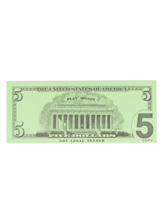 Learning Advantage LEARNING ADVANTAGE Five Dollar Play Bills - Set of 100 $5 Paper Bills - Designed and Sized Like Real US Currency - Teach Currency, Counting and Math with Play Money  - Image 5