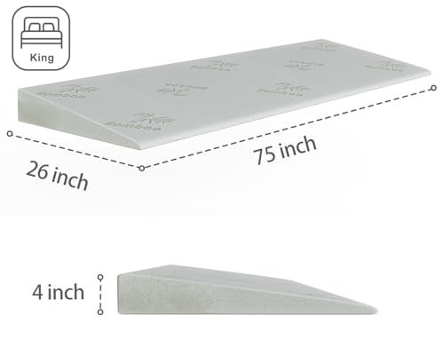 GIVANLEE Extra Wide Wedge Pillow for Acid Reflux Relief,Mattress Wedge,Inclined Mattress Elevator,Bed Wedge Pillow for Sleeping,Gerd Snoring,Post Surgery (4" Height,King 76"x26"x4") - Image 2