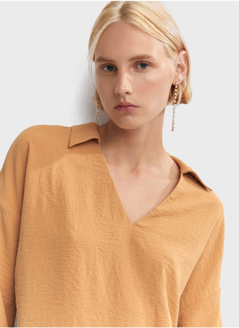 MANGO - V-Neck Knitted Top - Image 1