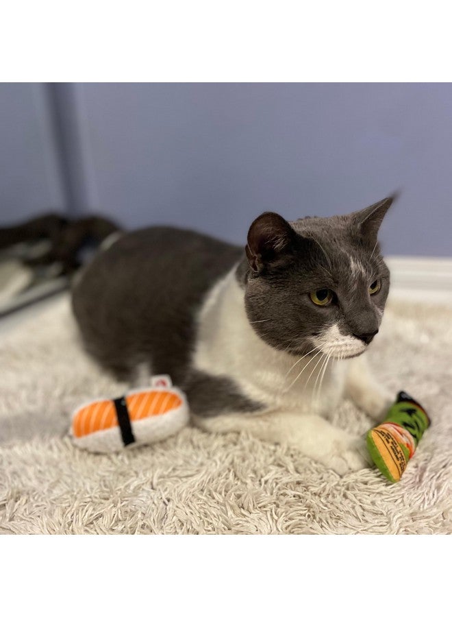 سبوت ألعاب قطط سبوت سوشي تيك أوت المحشوة بمزيج من النعناع البري والسيلفرين، ألعاب لطيفة ومضحكة للقطط والقطط الصغيرة التي تعيش في المنزل، مثالية للضرب والمطاردة - 4 بوصات، مجموعة متنوعة من قطعتين، قد تختلف الأنماط - Image 2