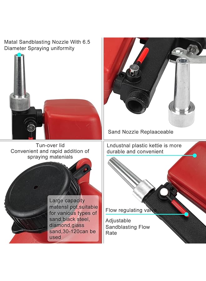 erorex Sand Blaster Professional Anti Rust Blasting Machine 90Psi Pneumatic Sand Blasting Kit Handheld Gravity Sandblaster Adjustable Flow Rate For Spraying Remove Paint Stains Rust Spot - Image 4