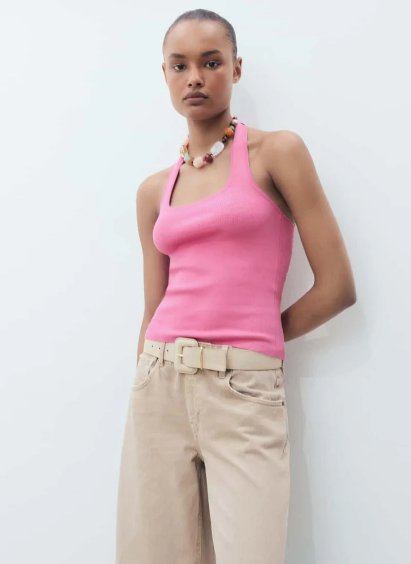 MANGO Knit Halter Top